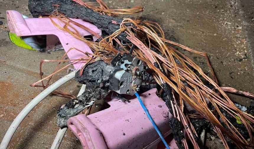 Yanan elektrik kablosu korkuttu