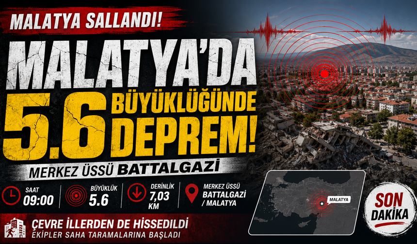 Malatya'da 5.6 büyüklüğünde deprem