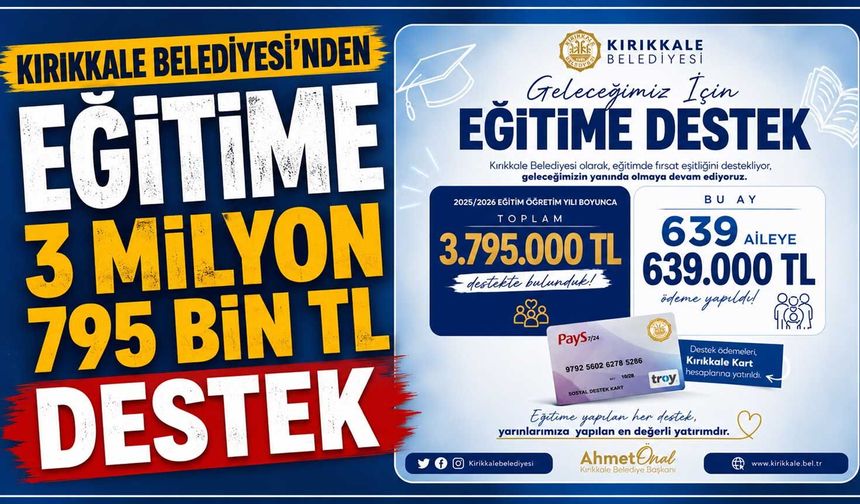 Kırıkkale Belediyesi’nden eğitime 3 Milyon 795 bin TL destek