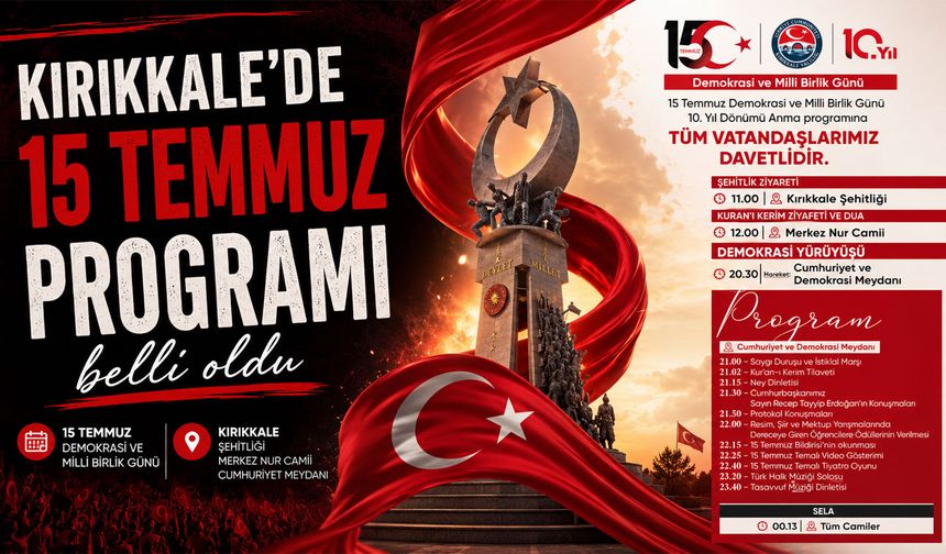 Kırıkkale'de 15 Temmuz Programı belli oldu