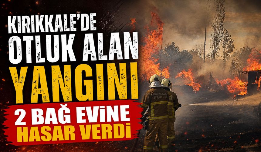 Kırıkkale'de otluk alan yangını 2 bağ evine hasar verdi