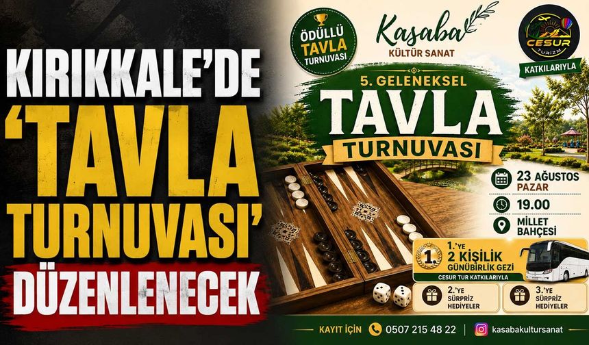 Kırıkkale’de ‘Tavla Turnuvası’ düzenlenecek