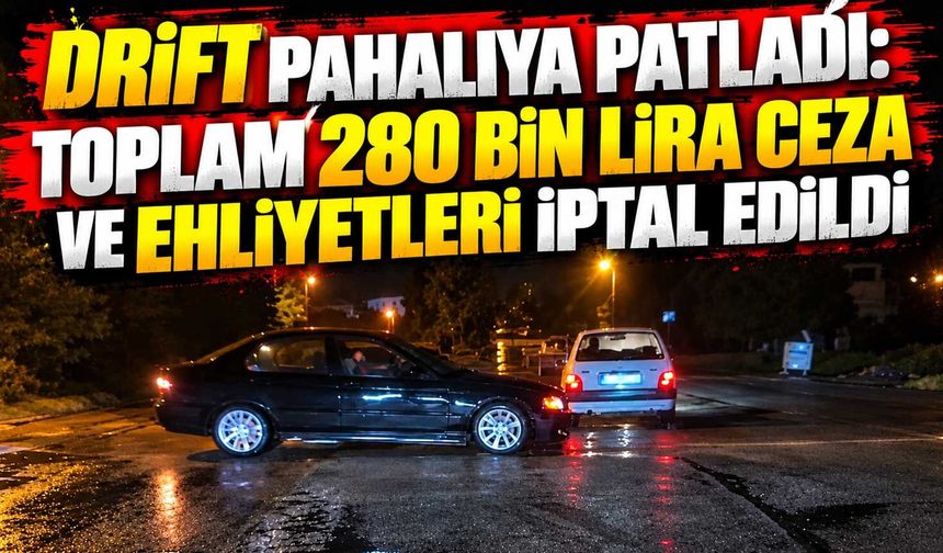 Drift pahalıya patladı: Toplam 280 bin lira ceza ve ehliyetleri iptal edildi