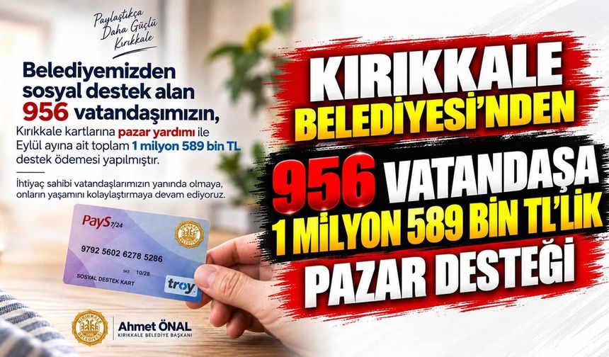Kırıkkale Belediyesi’nden 1 milyon 589 bin TL’lik pazar desteği