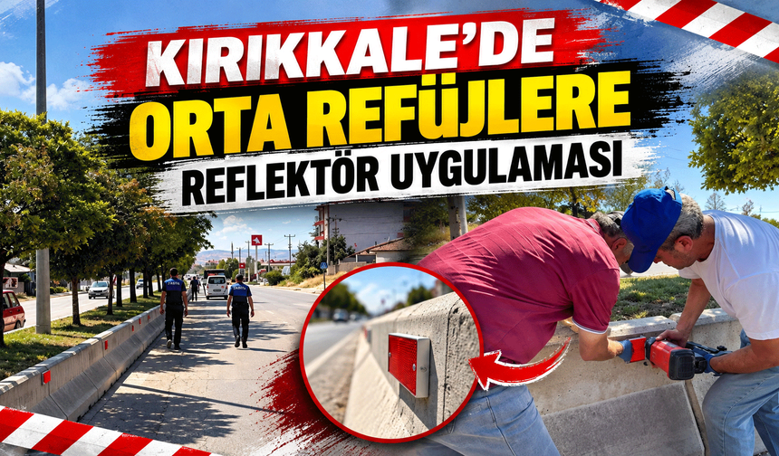 Kırıkkale'de orta refüjlere reflektör uygulaması