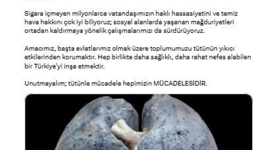 Bakan Memişoğlu: 'Tütün ürünlerinin bedenimizde bıraktığı tahribat sadece bireysel bir tercih değil, toplum olarak taşıdığımız ortak bir yüktür'