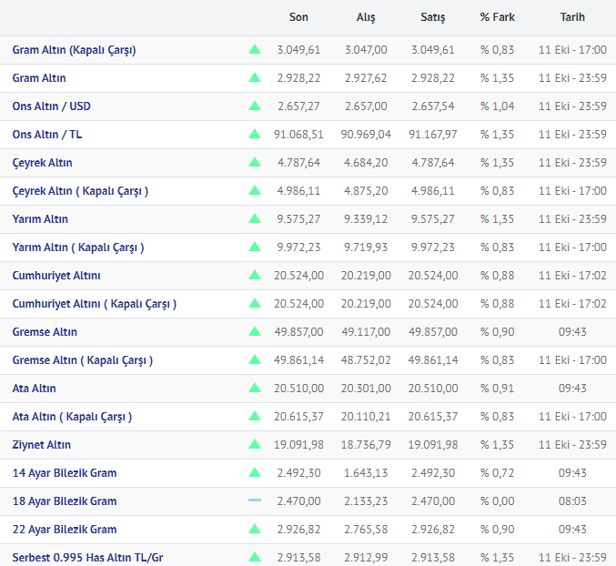 12.10.2024 Altın Fiyatları