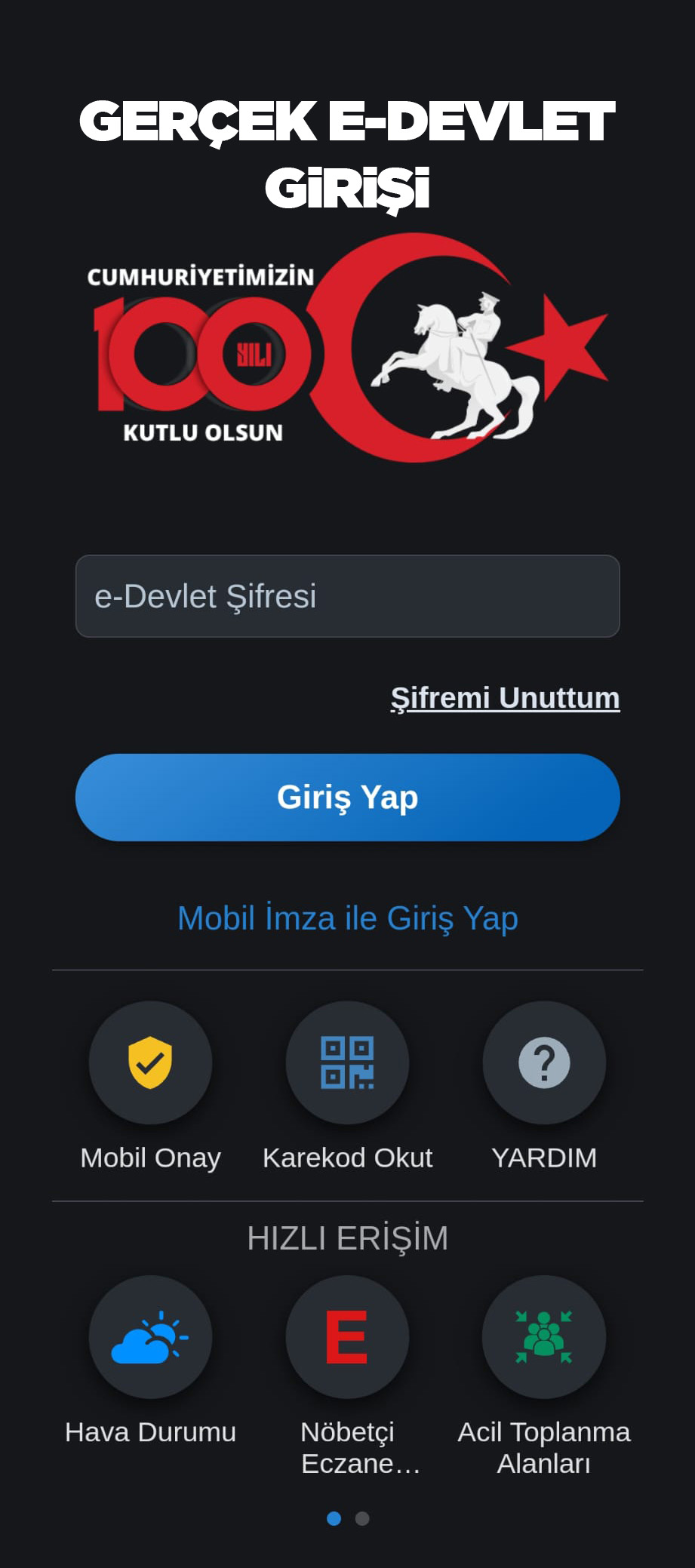 Gerçek E Devlet Gi̇ri̇şi̇