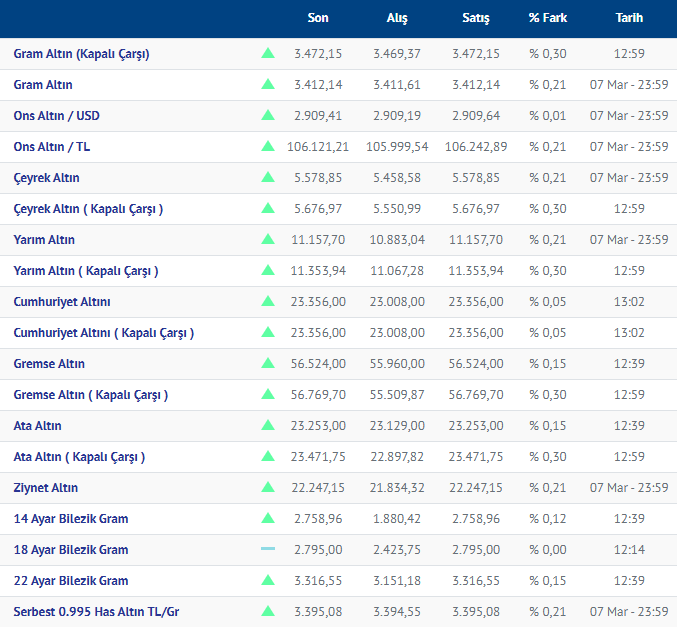 08.03.2025 Altın Fiyatları