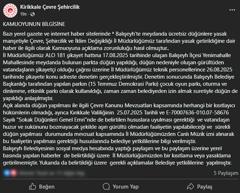 Çevre Şehircilik Açıklama