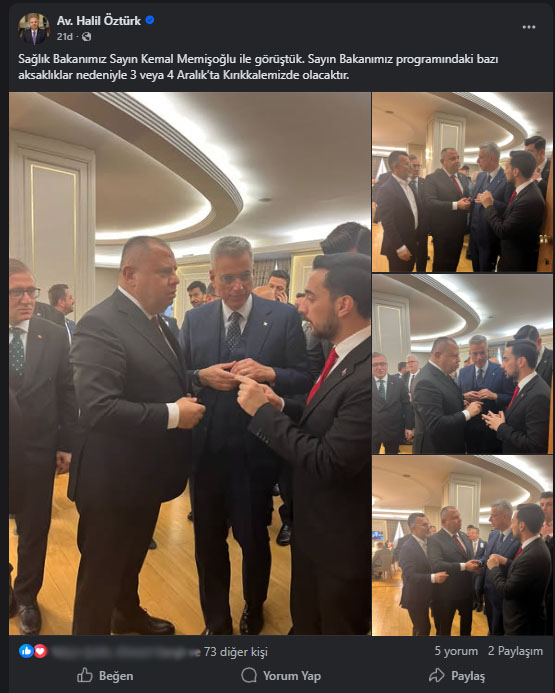 Halil Öztürk Sağlık Bakanı Paylaşımı