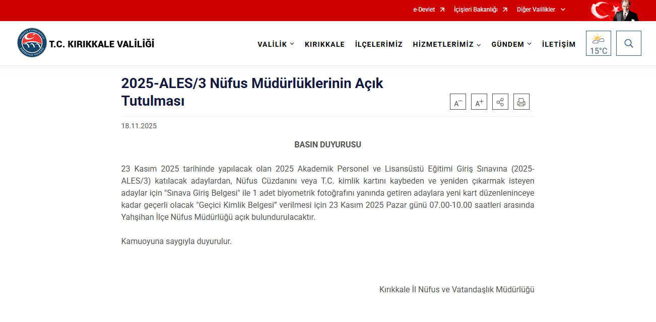 Valalik Sınav Günü Açıklama