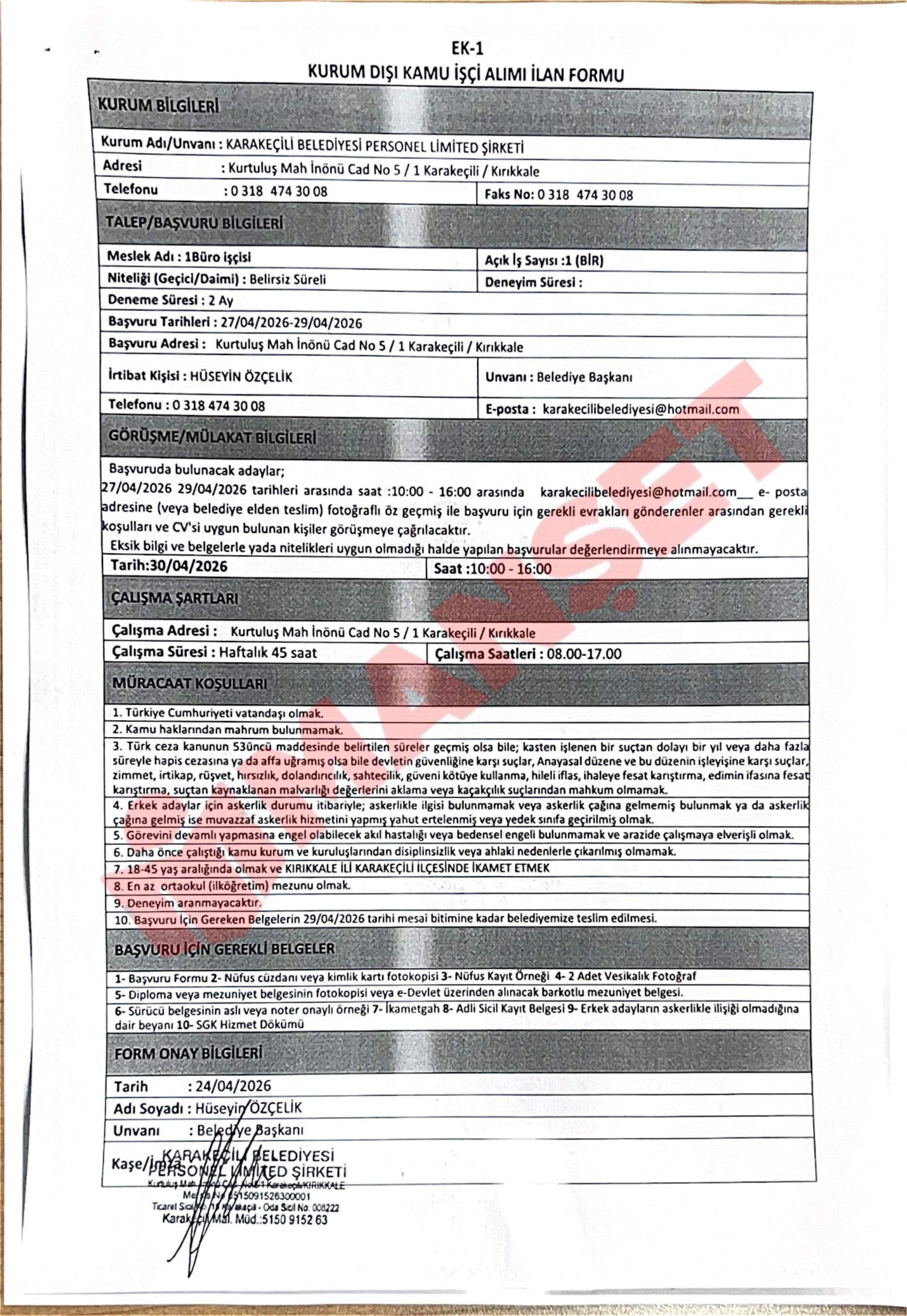 Karakeçili Işçi Alımı-1