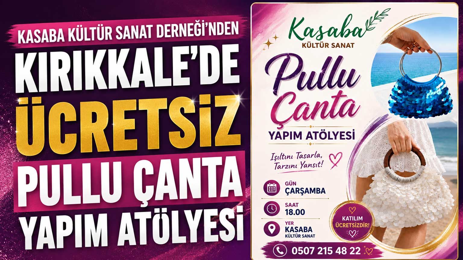 Kasaba Kültür Sanat Derneği'nden Kırıkkale’de ücretsiz pullu çanta yapım atölyesi