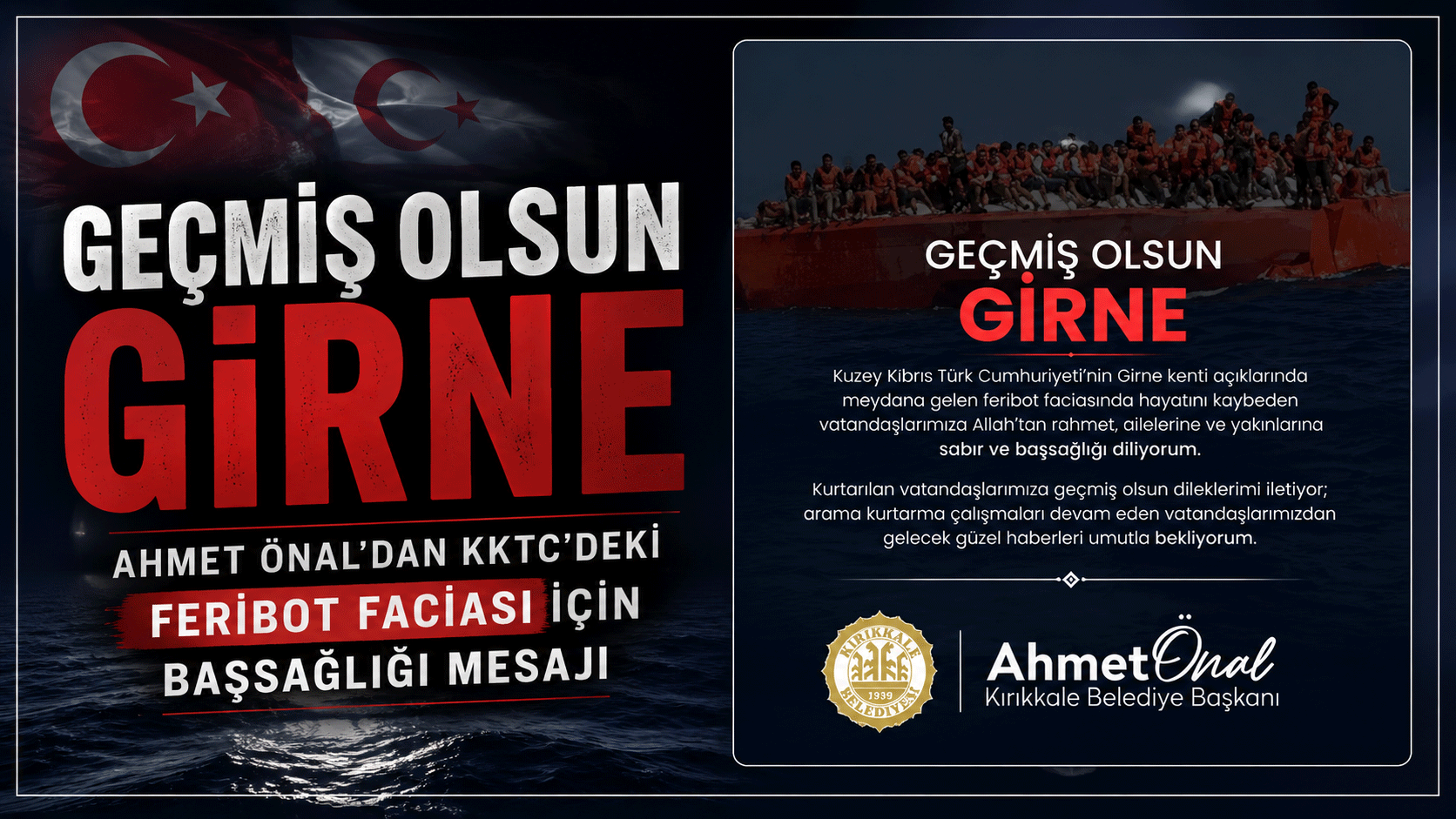 Ahmet Önal’dan KKTC’deki feribot faciası için başsağlığı mesajı